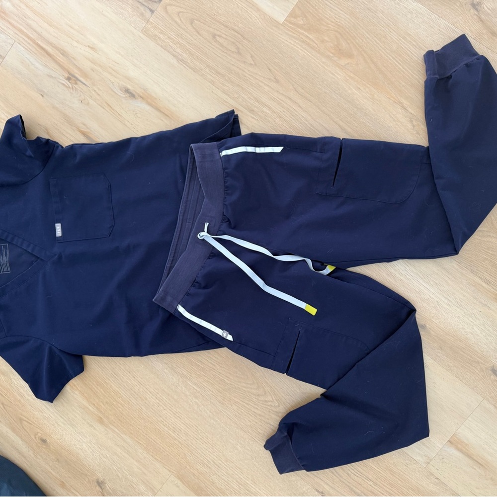 Figs Navy Blue Joggers with White Accents